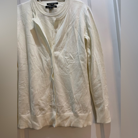 Chadwicks Cardigan/Tank Sweater Set Med Pet Vanilla Cardigan Armpit To Armpit21” - Picture 2 of 9